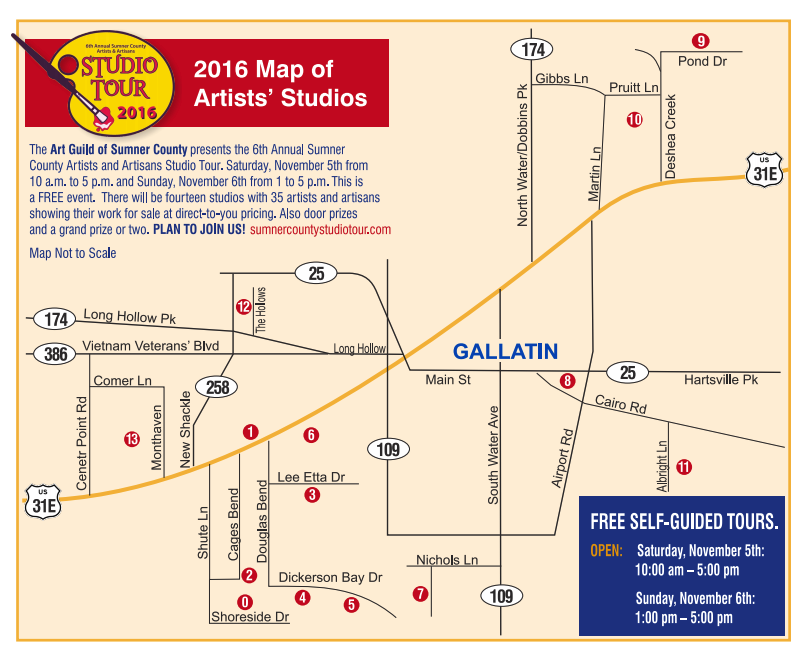 Sumner County Artists & Artisans Studio Tour @ Galleries around Sumner County