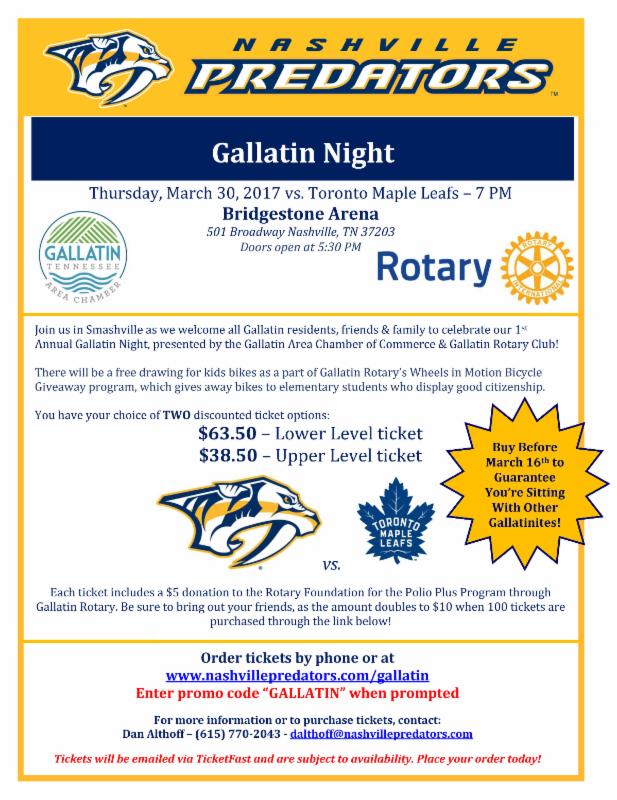 Nashville Preds Gallatin Night @ Bridgestone Arena